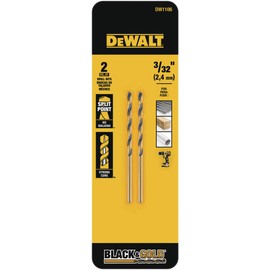 DEWALT DW1106 3/32-Inch Black Oxide Split Point Twist Drill Bit (2-Pack)