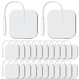 TENS Machine Pads, 24 Pcs 50 x 50mm TENS Pads Replacement with 2mm Connector, Latex-Free TENS Machine Replacement Pads, Reusable