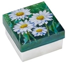 Kubla Craft Shell Decorative Storage Trinket Box 3"x3" - Daisy