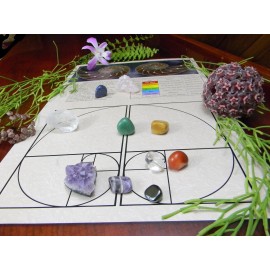 7 chakra healing crystal stone set + rose quartz amethyst cluster quartz + Art