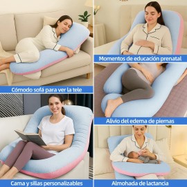 Almohada De Embarazo Cuerpo Entero Con Funda 100 % Algodón