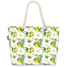 VOID Summer Lemon Beach Bag Shopper 58 x 38 x 16 cm 23L XXL Shopping Bag Travel Bag Beach Bag, yellow, Casual