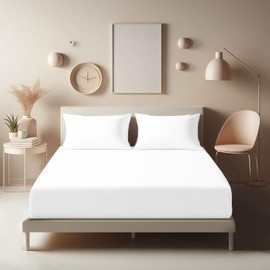 Aspire Homeware Single Fitted Sheet - 25 cm Deep Hotel Quality (White) Bed Sheets - Soft & Breathable Fitted Sheet Single Bed - Anti-Wrinkle Easy Care Fitted Sheets