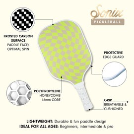 Sonix | Pickleball Paddles Set of 4 | USAPA Approved | Fiberglass Surface Pickleball Set with 4 Paddles, 2 Balls, & Bag | Checkmate Pink, Checkmate Green