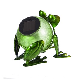 Evergreen Garden Solar Frog Statuary Outdoor Décor for Your Lawn and Garden