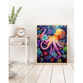 KTHOFCY 5D DIY Diamond Painting Kits for Adults Kids, Octopus Full Drill Embroidery Cross Stitch Crystal Rhinestone Paintings Pictures Arts Wall Decor Painting Dots Kits 15.7X11.8 in