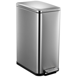 13 Gallon Kitchen Trash Can, Stainless Steel Step Garbage Bin with Soft-Close Lid & Removable Bucket – Fingerprint Proof, Slim Design for Narrow Spaces, Bathroom or Office (50L/13.2 Gal)