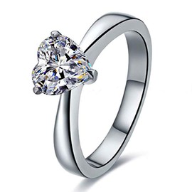 Goldenchen Fashion Jewelry 925 Sterling Silver 1CT Simulated Diamond Heart Shape Ring Solitaire Engagement for Women (9)