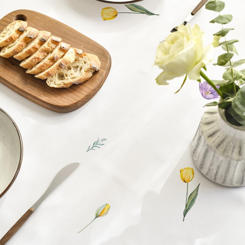 Artoid Mode Lavender Tulip Leaves Spring Table Cloth, Rectangular 140x180