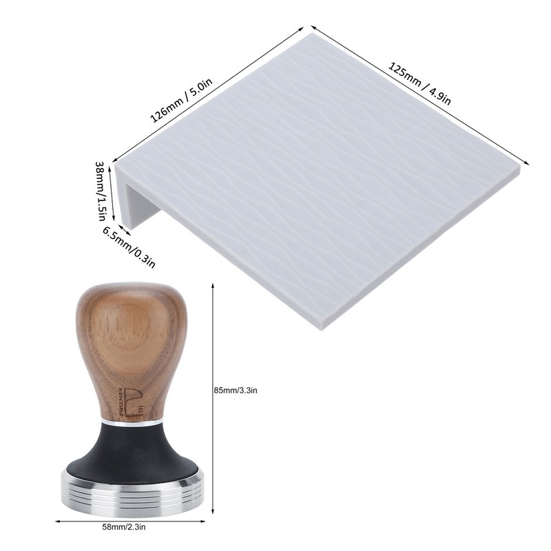 Silicone Coffee Tamper Mat Stainless Steel Coffee Tamper with 58mm