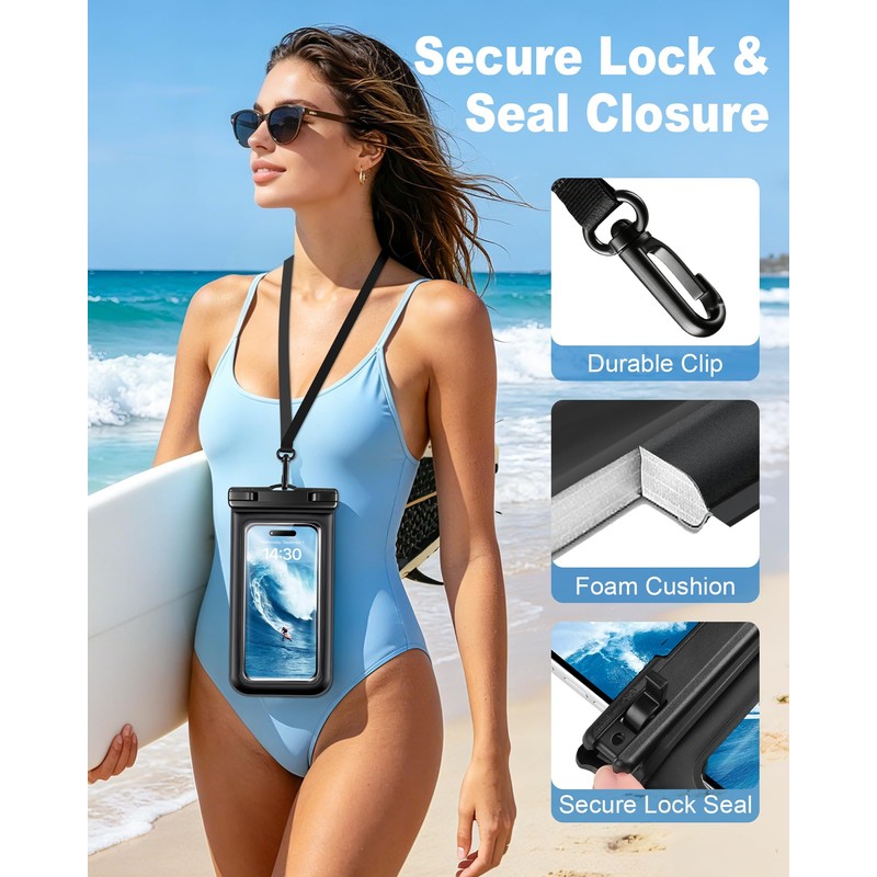 PEDVSTY Floating Waterproof Phone Pouch 2 Pack - Up to