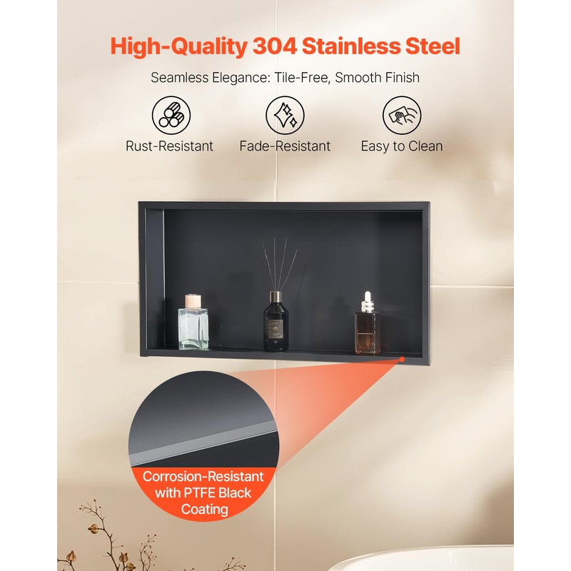 VEVOR Shower Niche, 13 x 25 x 4 inch Recessed