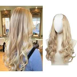 Hair Extensions Dirty Blonde Full Head Clip in Synthetic Wave Curly Hairpiece Long for Women