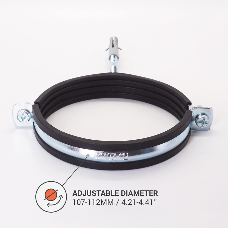 Pack of 2 Anti-Vibration Single Metal Pipe Brackets Clamps Rubber