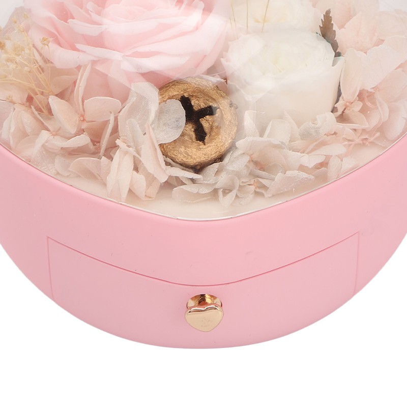 Heart Shaped Jewelry Box Wedding Preserved Flower Necklace Ring Storage
