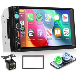 Orderich Double Din Car Radio with Wireless CarPlay Android Auto, 7 Inch Touchscreen Car Stereo 2 Din with Backup Camera Car Radio Support Mirror Link Bluetooth FM USB EQ Type C Steering Wheel Control