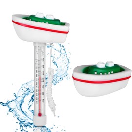 OFFCUP Water Temperature Thermometer, Floating Pool Thermometer, Floating Pool Thermometer, Cute Floating Pool Thermometer for Swimming Pool, Hot Tubs, Fish Ponds & Baby Pool (White Yacht)
