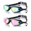 Swim Goggles 2 Pack, Anti Fog&UV Swimming Goggles for Audlt,