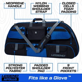 LEGEND Apollo Travel Compound Bow Case - Soft Carry Case for Archery Gear, Accessories & Equipment - Protective Padding & Tricot Lining, Spacious Storage Pockets, Arrow Tube Holder - 40-44" Interior