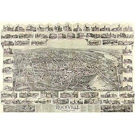 Rockville, Connecticut - 1895 - Aerial Bird's Eye View Map Poster