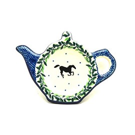 Polish Pottery Tea Bag Holder - Dark Horse