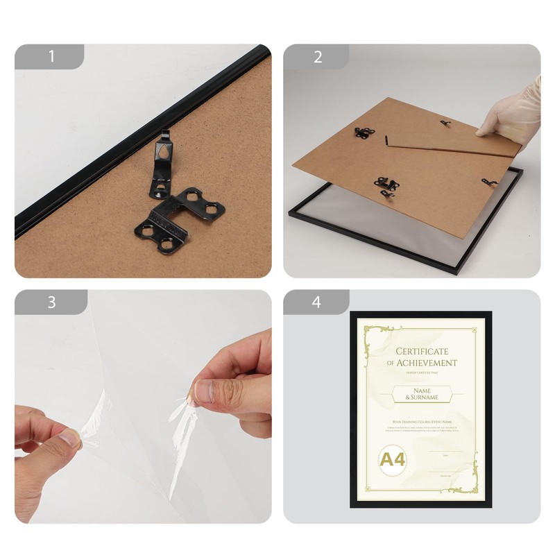 Hoikwo Pack of 3 Picture Frames A4 Modern Black Photo
