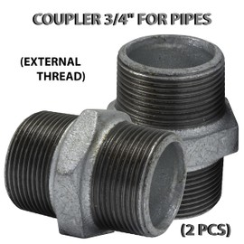 AERZETIX - C65069 Set of 2 Nipples Equal 3/4 x 3/4 Inch Galvanised - Male/Male - Made of Cast Iron - Pipe Fitting with Double Thread - Sanitary Heating Work Water Supply Installation