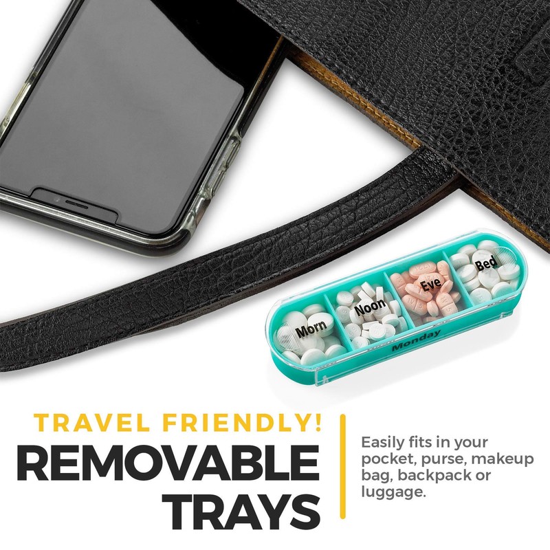 Stackable Daily Pill Organizer - 2 Pack, 4 Times a