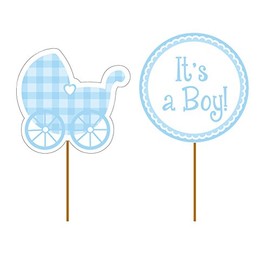 Creative Converting It's a Boy Double Sided Cupcake Toppers-12 Pcs, Paper, Blue