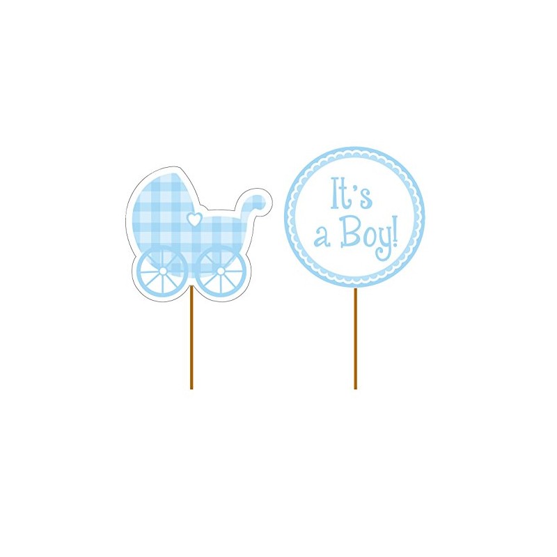 Creative Converting It's a Boy Double Sided Cupcake Toppers-12 Pcs,