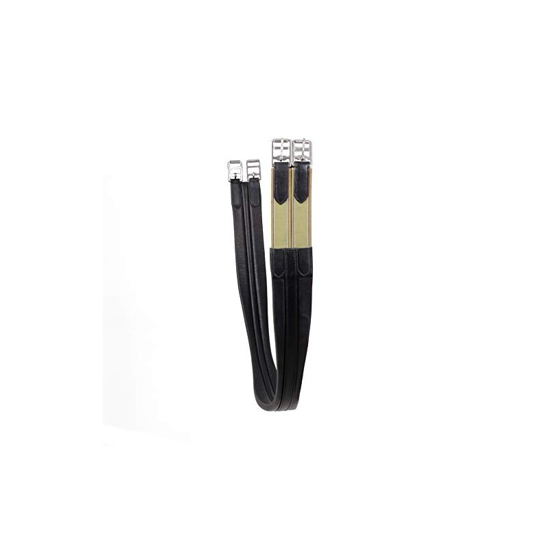 SIE EQUESTRIAN Contoured Leather Chafeless Girth Black Brown 46" /48"