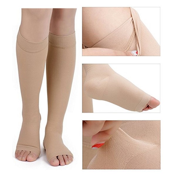 Runee Maternity Open Toe Compression Sock - Best Pregnancy Socks (L/XL)