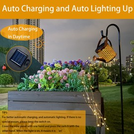 Gardening Birthday Gifts for Mom Grandma Women Ideas,Solar Lanterns Outdoor Waterproof,Hanging Metal Watering Can Lights, Garden Decor Ornaments Yard Art,Outside Patio Decorations with Hook, Large