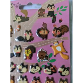 Funny Sticker World Puffy Squirrels Acorn Worm Sticker Sheet Cute KAWAII New