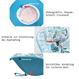 AIWUHE Sun Hat Baby Children UV 50+ Summer Hat Girls Peaked Cap Boys with Neck Protection, Green