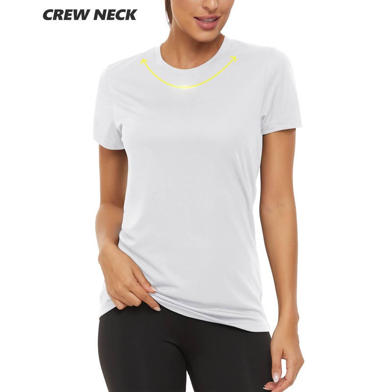 TACVASEN Women's Plain T-Shirts Short Sleeve UPF 50+ Basic Crew