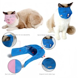 HJYDGJ Pack of 2 Cat Muzzles for Grooming, Muzzle for Cats, Adjustable and Breathable, Adjustable Muzzle for Cats (Pink, Blue)
