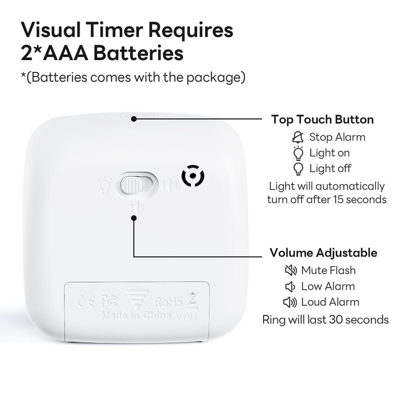 Yunbaoit Visual Timer with Night Light, 60-Minute Rainbow Countdown Timer