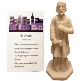 Xyphlorvita Saint Joseph Statue Joseph Figurine Resin for Selling House Protecting Home with Instruction Prayer Complete Set Solid,4.7"