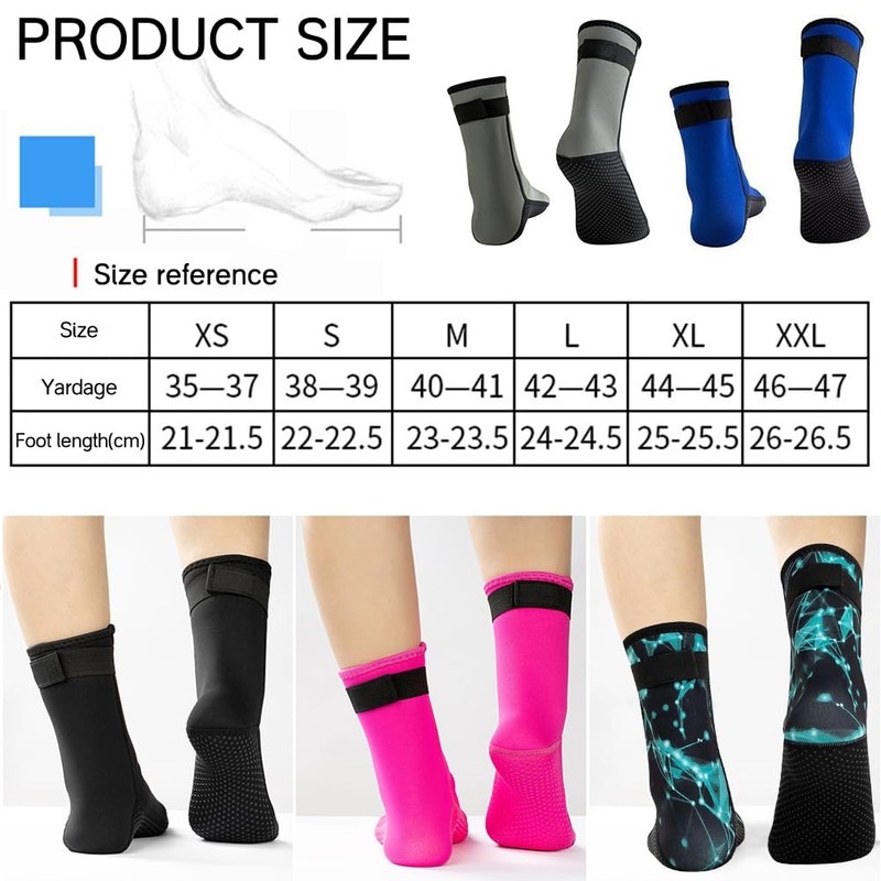 HINATAA 3mm Neoprene Wetsuit Socks,Thermal Wetsuit Socks, Quick-Drying Non-Slip Diving