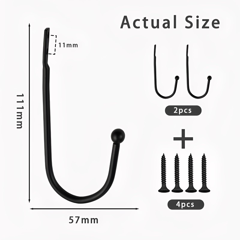 2 Pcs Small Curtain Tie Backs Hooks with 4 Pcs