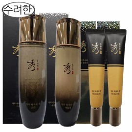 Sulyeohan 수려한 자우 럭셔리 진 3종/스킨 150ml + 에멀전 130ml + 안티 링클 크림 35ml 2개/수려한 3종/무료 dj Sulwhasoo Luxury Jin 3-Piece Set: Skin 150ml + Emulsion 130ml + Anti-Wrinkle Cream 35ml x 2