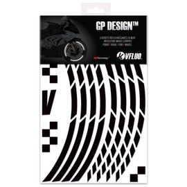VFLUO - Kit Reflective Wheel Rim Stickers GP Motorcycle Sticker for 1 Wheel 3M™ Technology™ 360° Circle - High Visibility from Side - Discreet and Design - Easy Installation