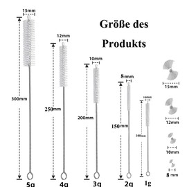 Pack of 10 Straw Brush, Small Cleaning Brush Set, Thin Bottle Brush, Suitable for Coffee Machines, Straw Brushes, Bottle Brushes, Cleaning Cracks (White)