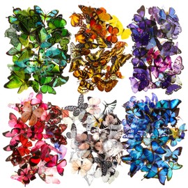 Ptwola Pack of 240 Butterfly Scrapbooking Stickers, Colourful Transparent PET Waterproof Resin Stickers for DIY Decoration Photo Album Scrapbook Laptops Crafts Luggage Wall Window