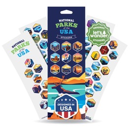 LET'S WANDER National Parks Stickers Complete Set of All 63 Parks - Waterproof & Weatherproof Bucket List Decals for Bottles, Laptops, Phone Cases, Bikes & More