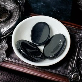 Natural Black Obsidian Worry Palm Pocket Stone Rocks Crystal Mineral Specimens