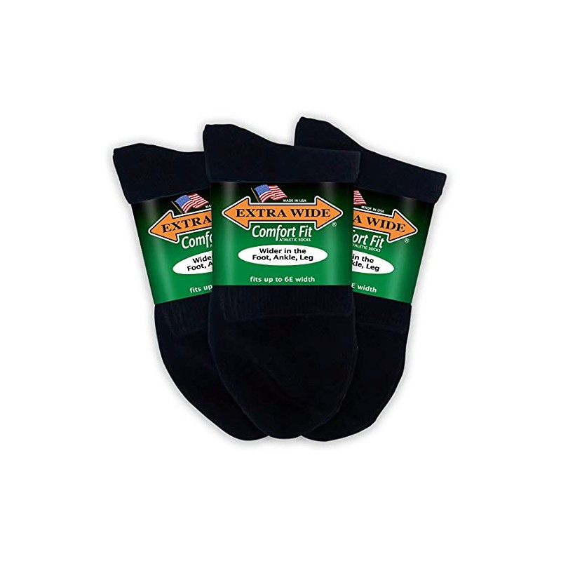 Extra Wide Comfort Fit Athletic Quarter Socks (Pack of 3)