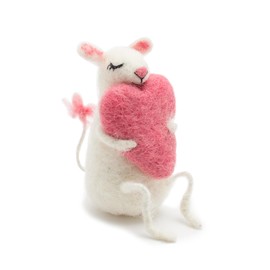 GLACIART ONE Wool Mouse Ornament w/Heart Decor | Cute Christmas Tree Ornaments, Felt Garland Hanging Decorations, Holiday Home Decor | Great as Passive Aromatherapy Diffuser & Valentines Day Gift