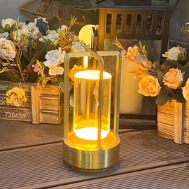 Portable Cordless Table Lamp, Lumisom Crystal Lantern Lamp, Portable Rechargeable Table Lamp Cordless, 3 Color Stepless Dimming Touch, 4000mAh Table Light for Indoor Outdoor (Black)